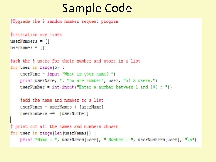 Sample Code 