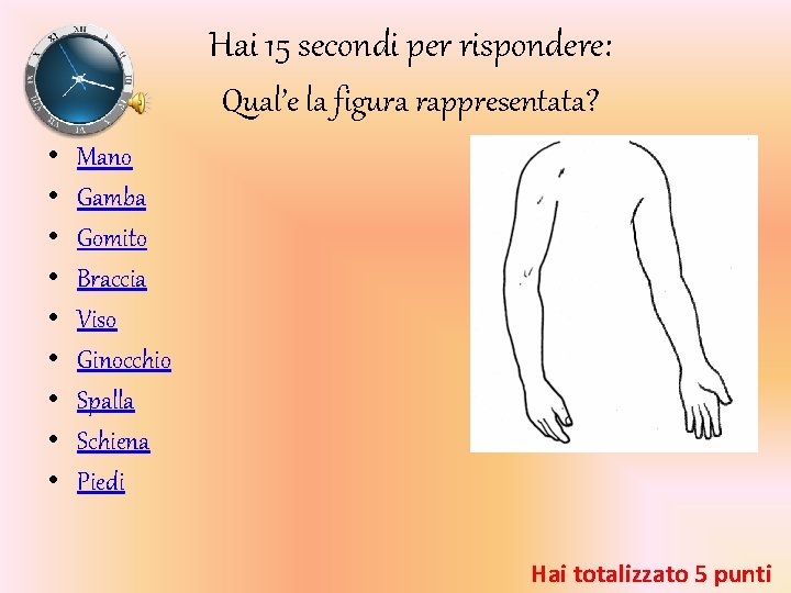 Hai 15 secondi per rispondere: Qual’e la figura rappresentata? • • • Mano Gamba