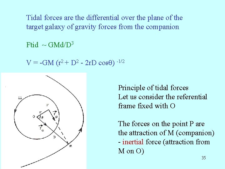 Tidal forces are the differential over the plane of the target galaxy of gravity