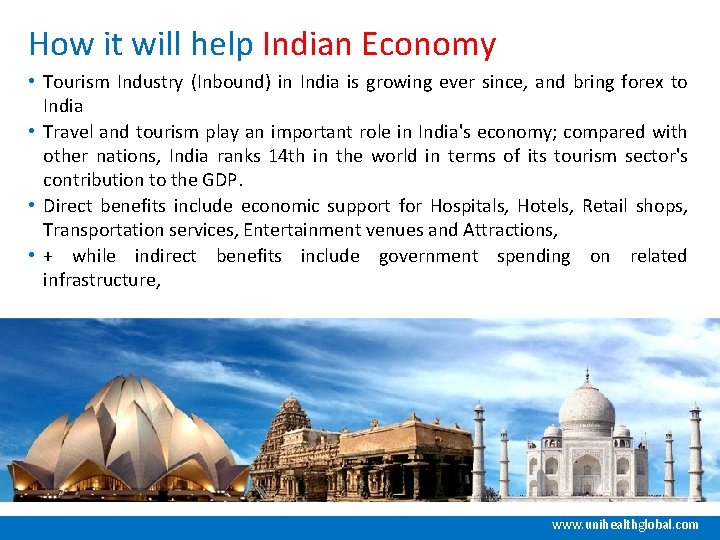 How it will help Indian Economy • Tourism Industry (Inbound) in India is growing