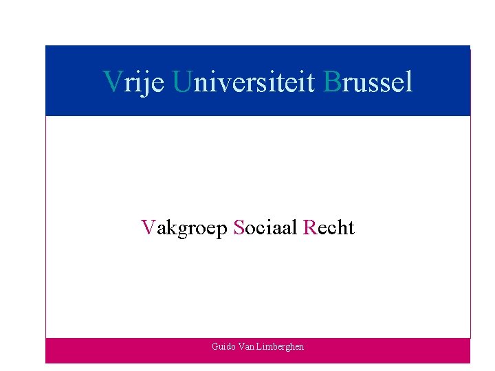 Vrije Universiteit Brussel Vakgroep Sociaal Recht Guido Van Limberghen 