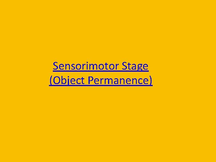 Sensorimotor Stage (Object Permanence) 