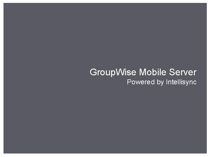 Group. Wise Mobile Server Powered by Intellisync 