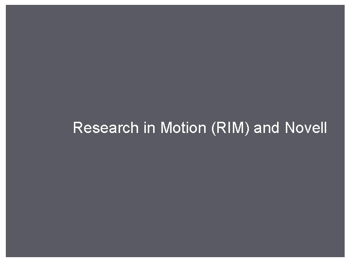 Research in Motion (RIM) and Novell Research in Motion (RIM) and Novell