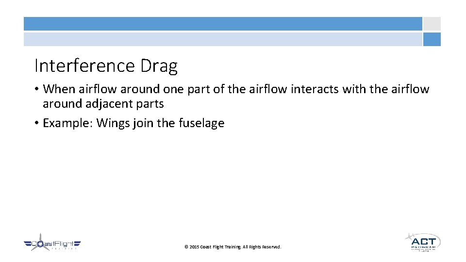 Interference Drag • When airflow around one part of the airflow interacts with the