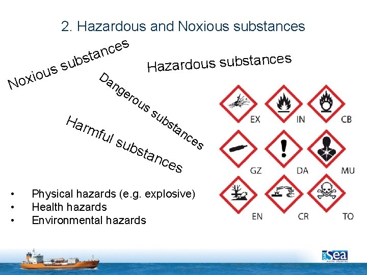 io x o N 2. Hazardous and Noxious substances es c n ta s
