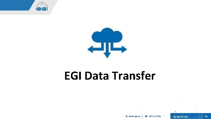 EGI Data Transfer www. egi. eu @EGI_e. Infra 02 04/11 /20 28 