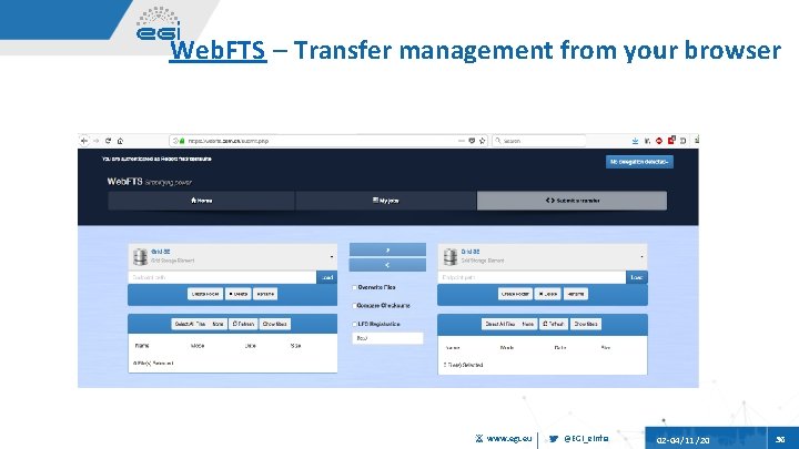 Web. FTS – Transfer management from your browser www. egi. eu @EGI_e. Infra 02