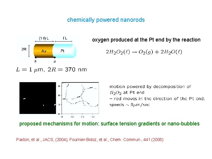 chemically powered nanorods oxygen produced at the Pt end by the reaction proposed mechanisms