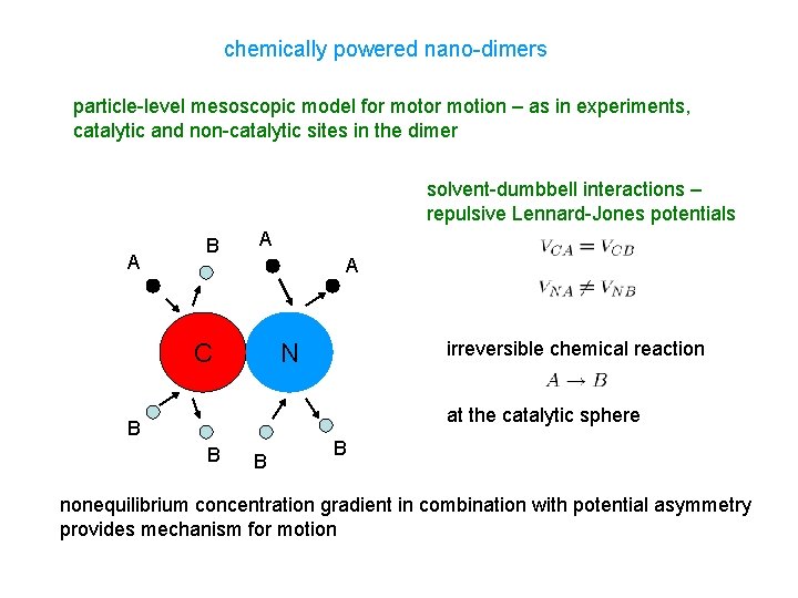 chemically powered nano-dimers particle-level mesoscopic model for motion – as in experiments, catalytic and