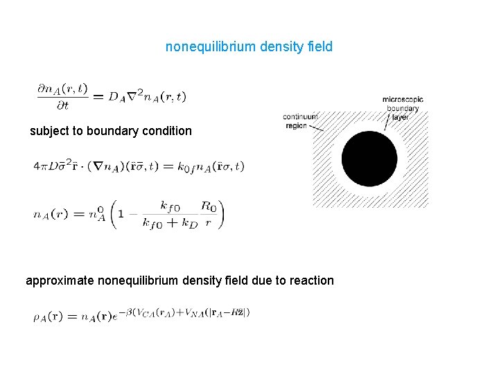 nonequilibrium density field subject to boundary condition approximate nonequilibrium density field due to reaction