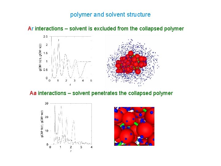 polymer and solvent structure Ar interactions – solvent is excluded from the collapsed polymer