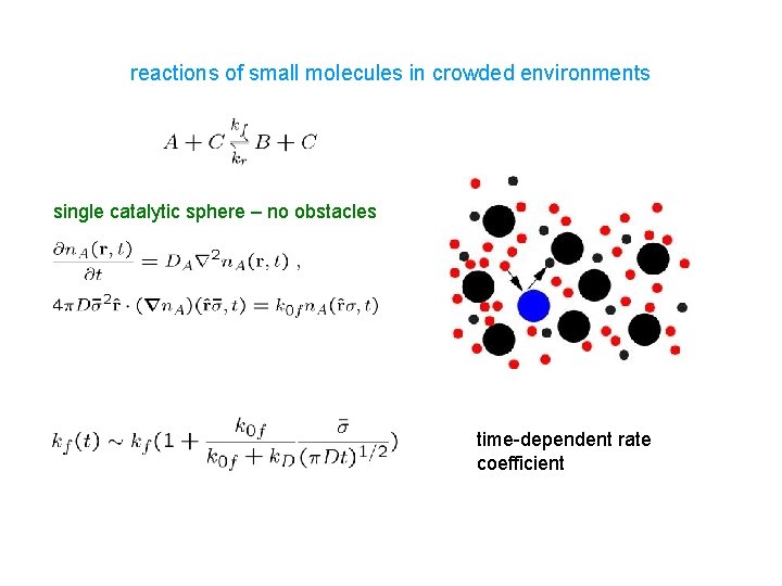 reactions of small molecules in crowded environments single catalytic sphere – no obstacles time-dependent