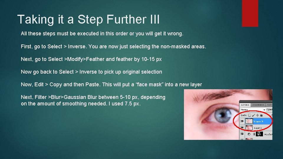 Taking it a Step Further III All these steps must be executed in this Taking it a Step Further III All these steps must be executed in this