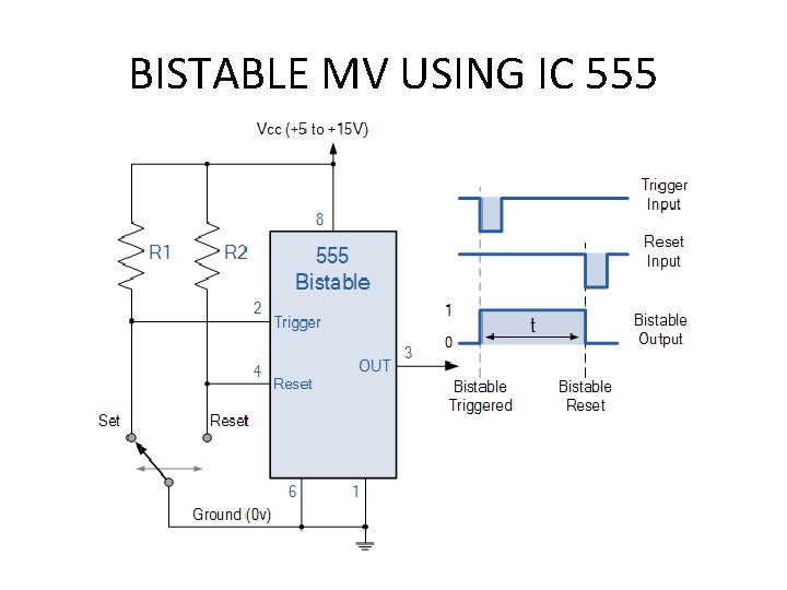 BISTABLE MV USING IC 555 BISTABLE MV USING IC 555