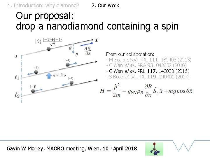 1. Introduction: why diamond? 2. Our work Our proposal: drop a nanodiamond containing a