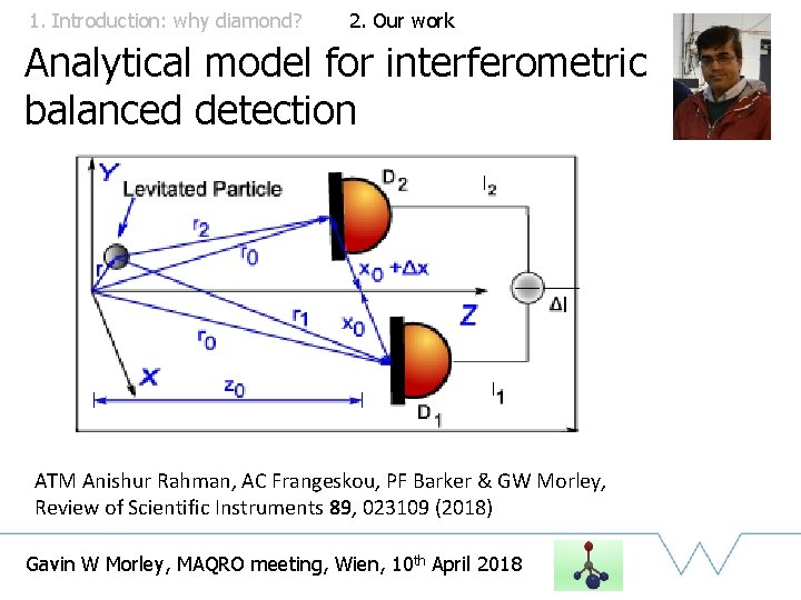 1. Introduction: why diamond? 2. Our work Analytical model for interferometric balanced detection ATM