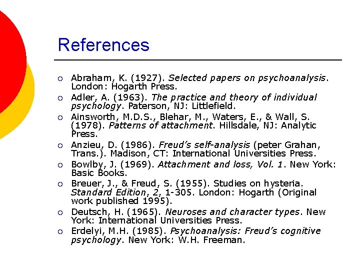 References ¡ ¡ ¡ ¡ Abraham, K. (1927). Selected papers on psychoanalysis. London: Hogarth