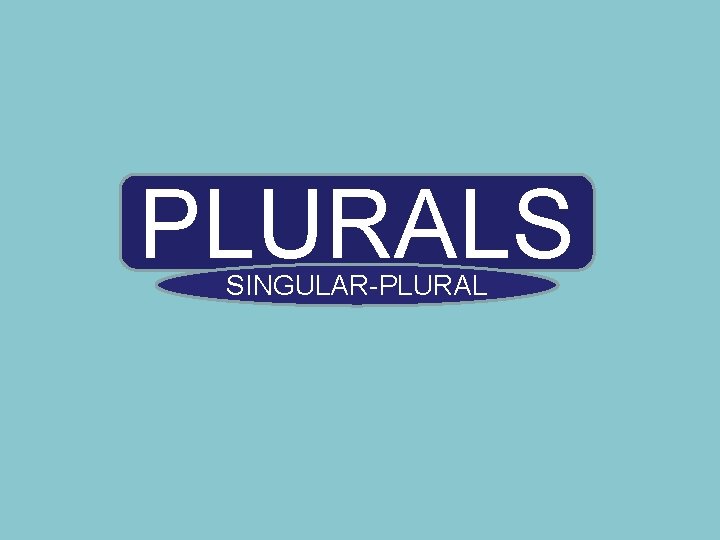 PLURALS SINGULAR-PLURAL 