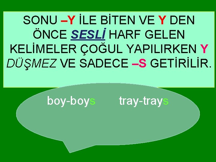 SONU –Y İLE BİTEN VE Y DEN ÖNCE SESLİ HARF GELEN KELİMELER ÇOĞUL YAPILIRKEN