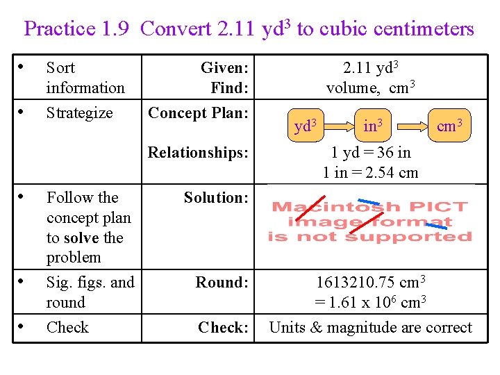 Practice 1. 9 Convert 2. 11 yd 3 to cubic centimeters • • Sort