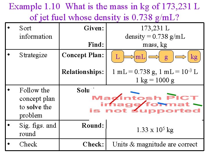 Example 1. 10 What is the mass in kg of 173, 231 L of