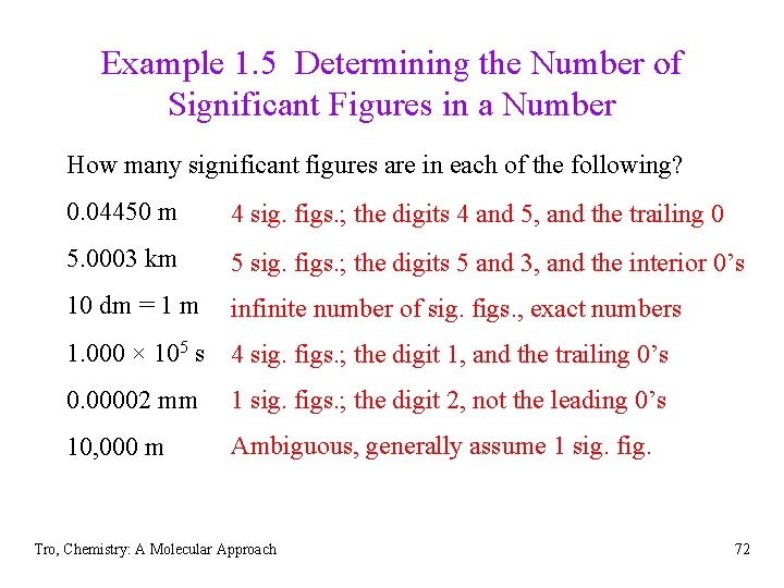 Example 1. 5 Determining the Number of Significant Figures in a Number How many