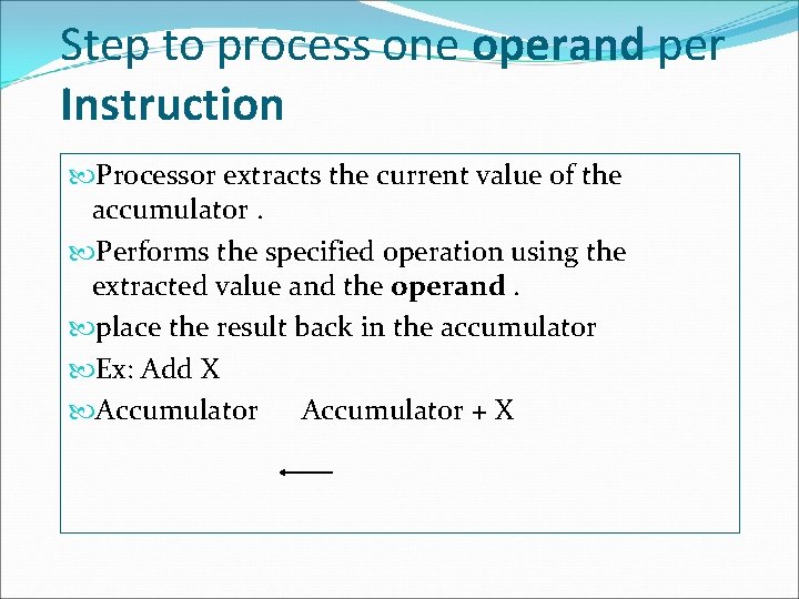 Step to process one operand per Instruction Processor extracts the current value of the