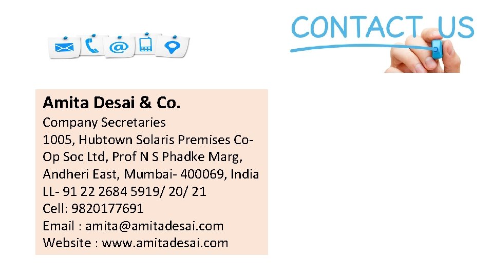 Amita Desai & Co. Company Secretaries 1005, Hubtown Solaris Premises Co. Op Soc Ltd,