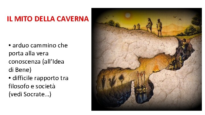 IL MITO DELLA CAVERNA • arduo cammino che porta alla vera conoscenza (all’Idea di