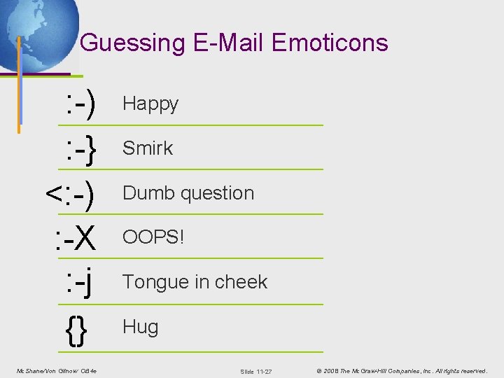 Guessing E-Mail Emoticons : -) : -} <: -) : -X : -j {}