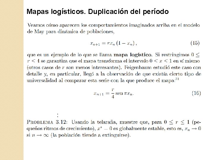 Mapas logísticos. Duplicación del período : 