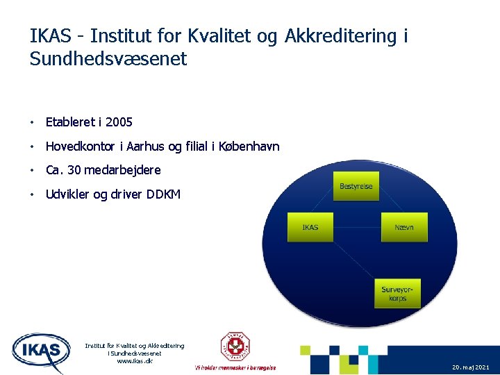 IKAS - Institut for Kvalitet og Akkreditering i Sundhedsvæsenet • Etableret i 2005 •