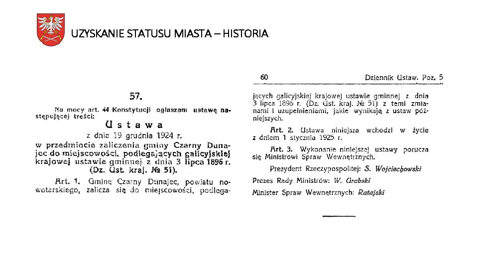 UZYSKANIE STATUSU MIASTA – HISTORIA 