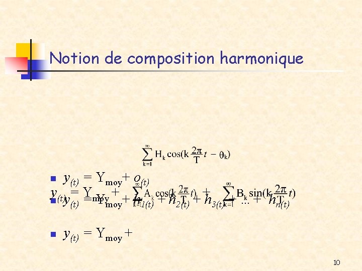 Notion de composition harmonique y(t) = Ymoy+ o(t) y = Y Y + +