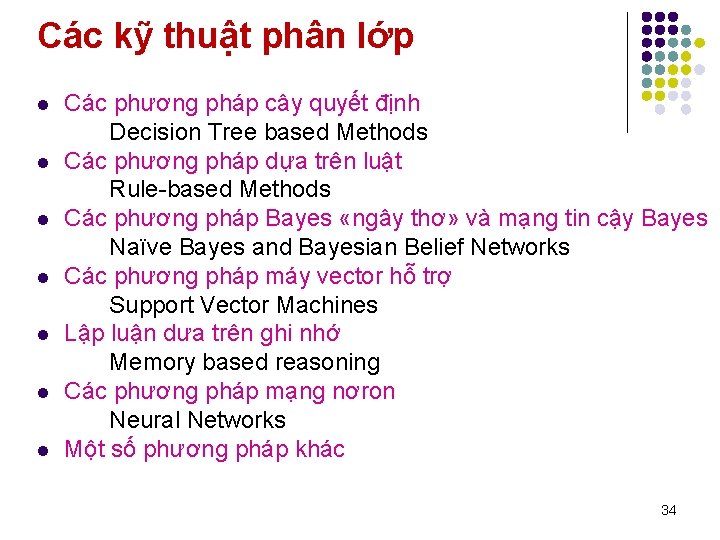 Các kỹ thuật phân lớp l l l l Các phương pháp cây quyết