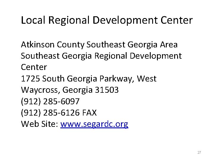 Local Regional Development Center Atkinson County Southeast Georgia Area Southeast Georgia Regional Development Center