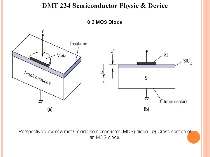 DMT 234 Semiconductor Physic & Device 8. 3 MOS Diode Perspective view of a DMT 234 Semiconductor Physic & Device 8. 3 MOS Diode Perspective view of a