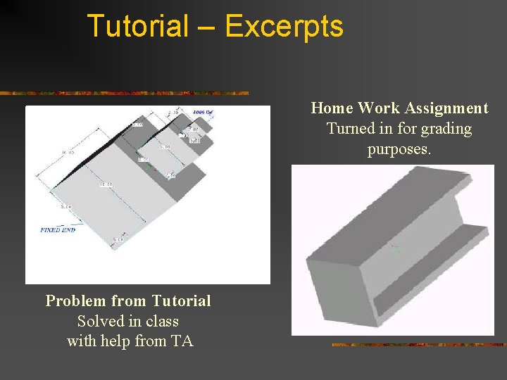 Tutorial – Excerpts Home Work Assignment Turned in for grading purposes. Problem from Tutorial