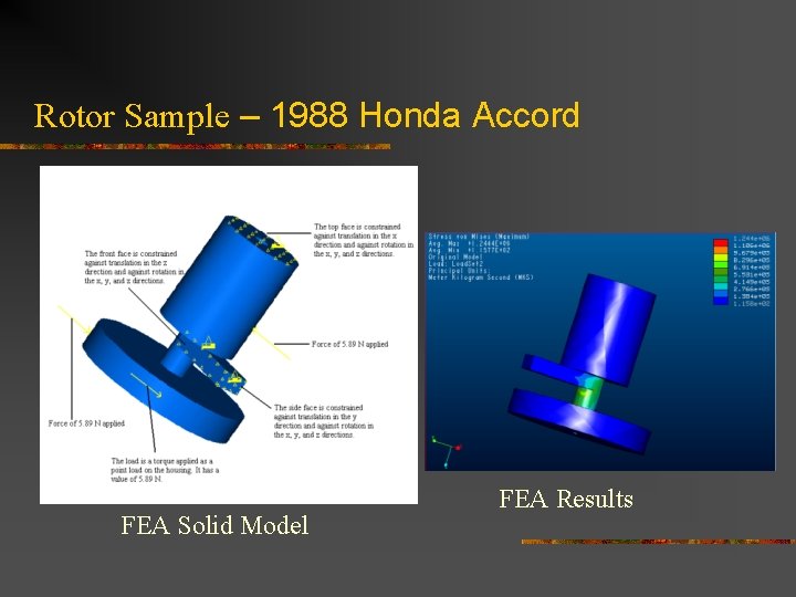 Rotor Sample – 1988 Honda Accord FEA Solid Model FEA Results 
