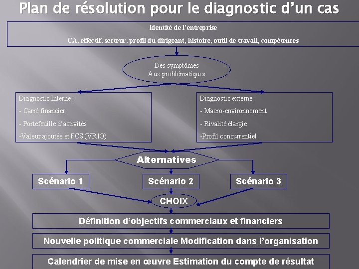 Plan de résolution pour le diagnostic d’un cas Identité de l’entreprise CA, effectif, secteur,