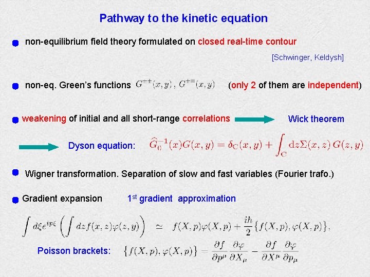 Pathway to the kinetic equation non-equilibrium field theory formulated on closed real-time contour [Schwinger,