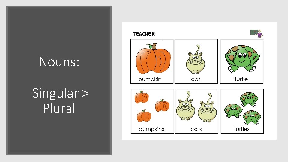 Nouns: Singular > Plural 