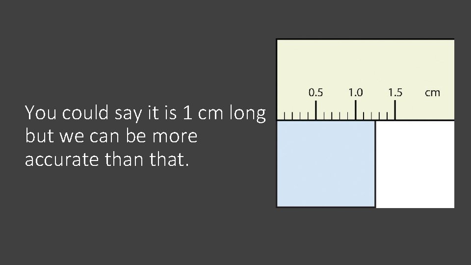 You could say it is 1 cm long but we can be more accurate