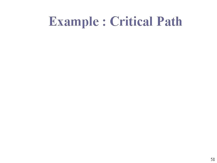 Example : Critical Path 58 