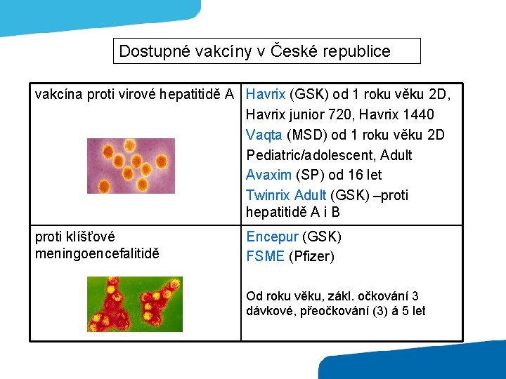 Dostupné vakcíny v České republice vakcína proti virové hepatitidě A Havrix (GSK) od 1