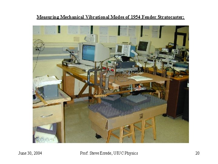 Measuring Mechanical Vibrational Modes of 1954 Fender Stratocaster: June 30, 2004 Prof. Steve Errede, Measuring Mechanical Vibrational Modes of 1954 Fender Stratocaster: June 30, 2004 Prof. Steve Errede,
