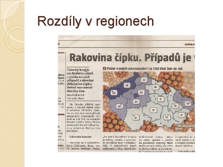 Rozdíly v regionech 