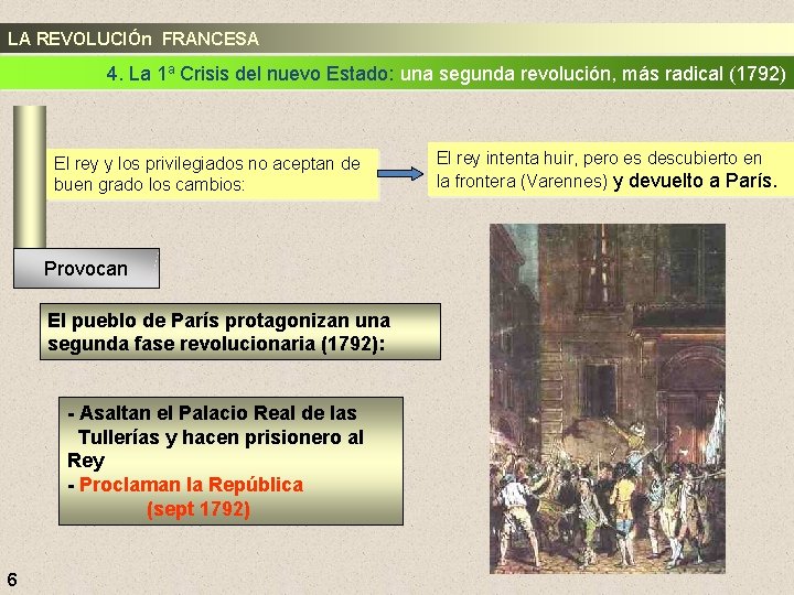 LA REVOLUCIÓn FRANCESA 4. La 1 a Crisis del nuevo Estado: una segunda revolución,