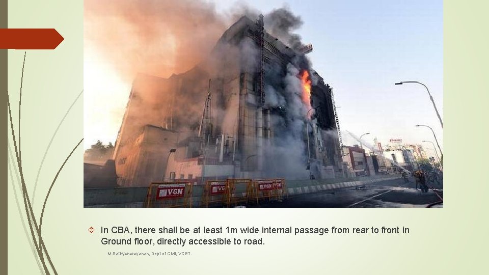  In CBA, there shall be at least 1 m wide internal passage from